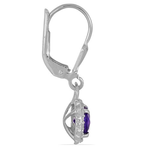 BUY 925 SILVER AFRICAN AMETHYST GEMSTONE HALO EARRINGS